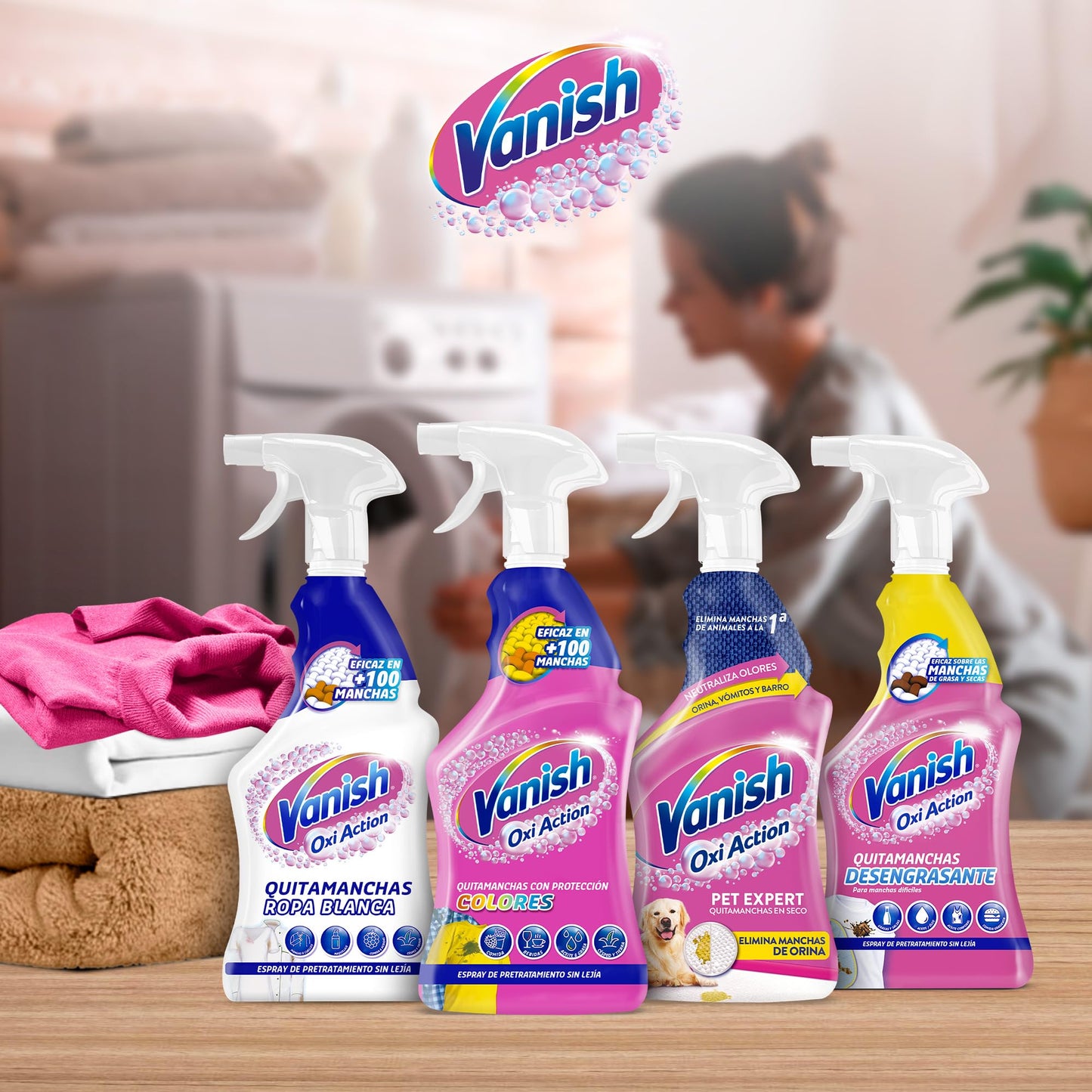 Vanish Oxi Action - Quitamanchas del día a día para ropa, en spray, sin lejía - Pack de 3 x 750 ml