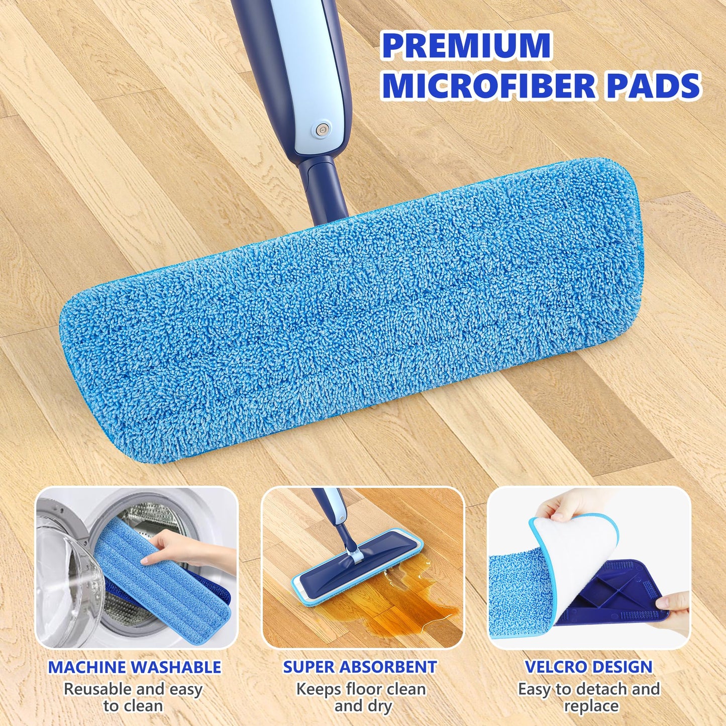 Mopa Fregona con Pulverizador, MANGOTIME Spray Mop Floor Mop Mopas de Limpieza Suelos Fregona Microfibra para el Hogar, Cocina, Industrial, Azulejos, Madera Dura, Madera, Laminados