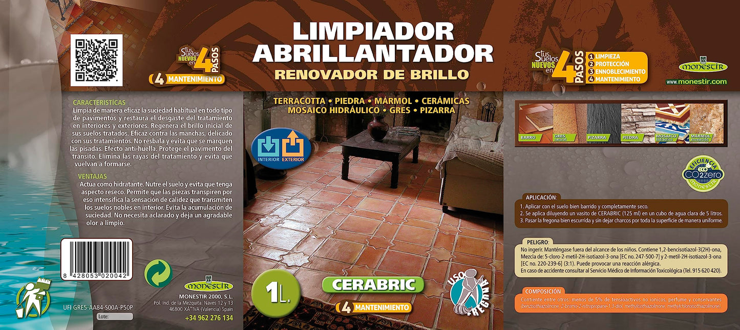 MONESTIR - Cerabric Limpiador Abrillantador Renovador Brillo - 1 Litro