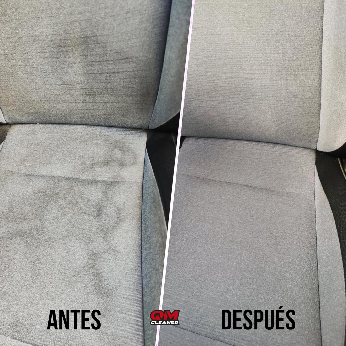 QM Cleaner Limpia Tapicerías Profesional para Limpiar Asientos Coche, Neutraliza Olores | para Alfombras, Tapicerías, Moquetas, Alcántara (Kit 1L + Cepillo + Paño)