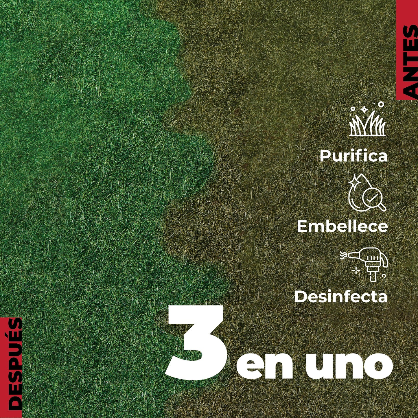 LUCCY Higienizador Césped Artificial 5 litros | Limpiador para Césped Artificial Triple Acción, Higienizador Concentrado, Control de Olores
