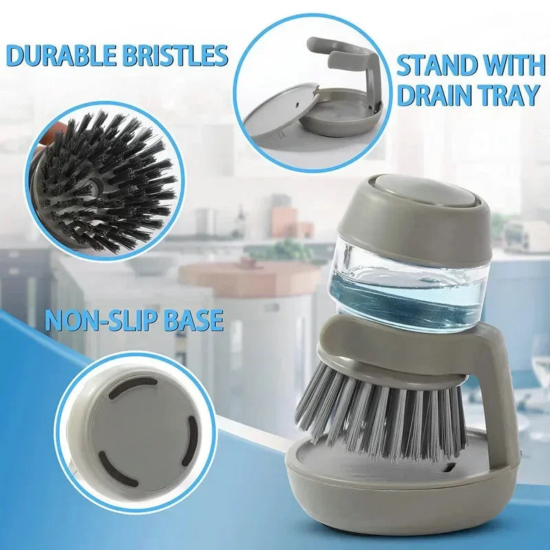 Cepillo para platos con dispensador de jabón