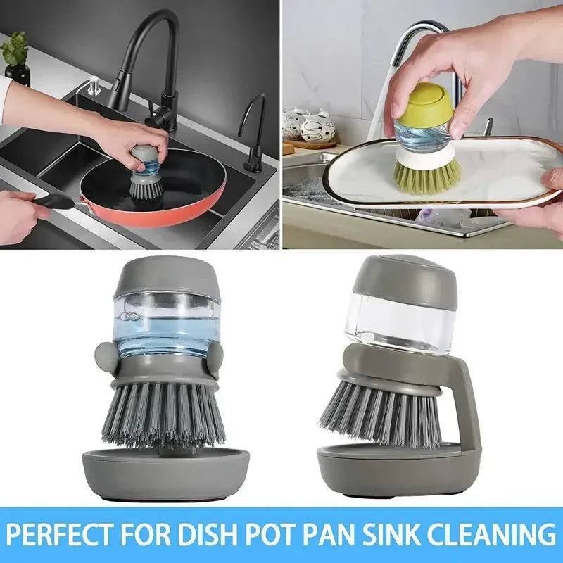 Cepillo para platos con dispensador de jabón
