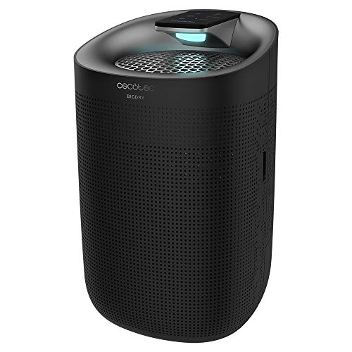 Cecotec Deshumidificador Eléctrico BigDry 3000 PureLight Black. 45 W, Deshumidificación hasta 750 ml/día, Purificador de Aire con Triple Proceso de filtración, Depósito 1L, 3 Velocidades, 25m2