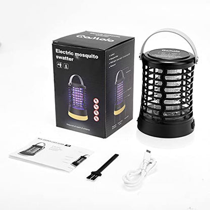 Lámpara Antimosquitos Eléctrico para Camping, Mosquitera Eléctrica USB 3 En 1 Trampa para Mosquitos 2200mAh Recargable A Prueba De Agua, 3 Modos Matamoscas IP66 para Interior y Exterior