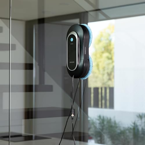 Cecotec Robot Limpiacristales Conga Windroid 1090 Double Spray Connected, 3 en 1; Pulveriza, Limpia y Seca, Doble Spray, App y Mando, 8 Modos, Radio de acción 7,5m, Cuerda de Seguridad, Kit Limpieza