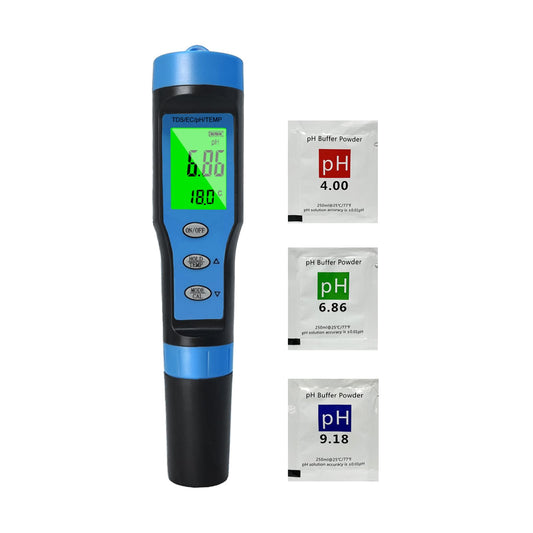 Ueomul Medidor pH Digital 4 EN 1 con TDS EC Temperatura, pH Meter Piscina Alta Precisión 0.01 Resolución, Impermeable IP67 pH Tester Agua con Compensación Automática de Temperatura