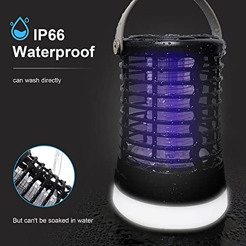 Lámpara Antimosquitos Eléctrico para Camping, Mosquitera Eléctrica USB 3 En 1 Trampa para Mosquitos 2200mAh Recargable A Prueba De Agua, 3 Modos Matamoscas IP66 para Interior y Exterior