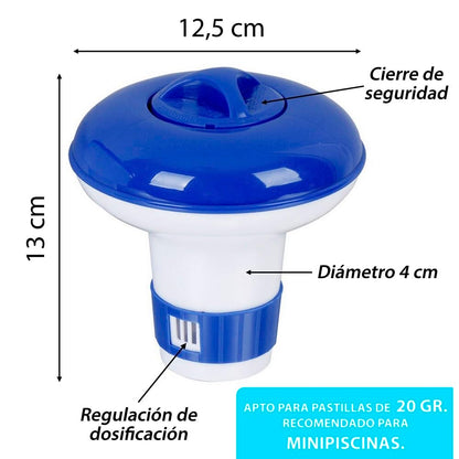 LOLAhome Pack de Cloro en tabletas -Pastillas y dispensador de Cloro Azul y Blanco, Incluye 50 tabletas de Cloro de 20 gr de 5 Funciones