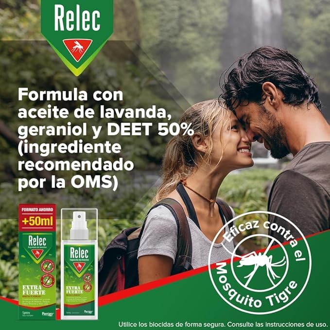 Relec Extra Fuerte Spray Antimosquitos, Repelente de Mosquitos 125ml, Eficaz Contra El Mosquito Tigre, Protección Contra las Picaduras de Mosquitos en Condiciones Extremas y Zonas Tropicales
