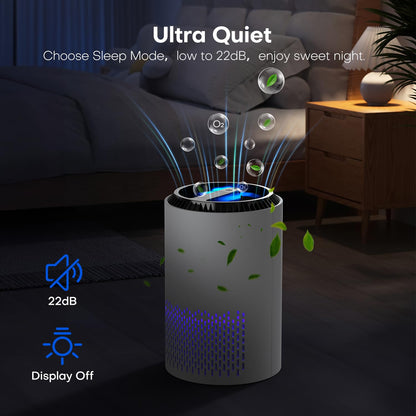 QEXREED Purificador De Aire Para Alergias En Hogar, Filtro HEPA De Alta Eficiencia, 3 Velocidades Y Temporizador, Elimina AléRgenos Y PartíCulas