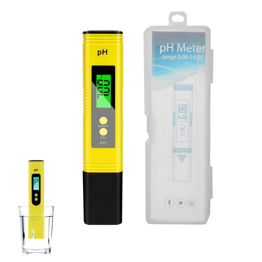 Medidor PH Tester Medidor Digital de PH 0-14 Medidor de Digital Medición de PH Pantalla Digital Alta Precisión de 0,01 Auto Calibración Pantalla LCD para Piscinas Acuario Laboratorio Amarillo