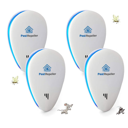 Repelente Ultrasónico de Plagas,Nuevo Electrónico Repelente Mosquitos Insectos para Interiores Anti Cucarachas, Moscas,Mosquitos,Ratones,Arañas,100% Inofensivo para Mascotas y Humanos- 4 Piezas