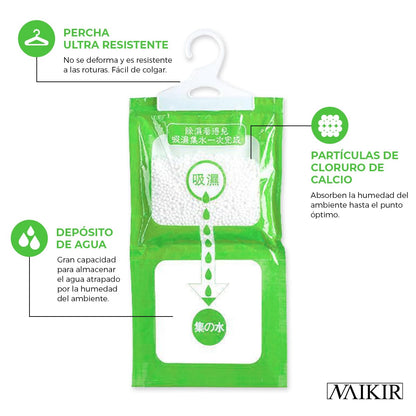 NAIKIR - Pack 6 Bolsas Antihumedad - Deshumificadores de Humedad para Armarios, Baños, Trasteros - Perchas Antihumedad Alta Absorción (6)