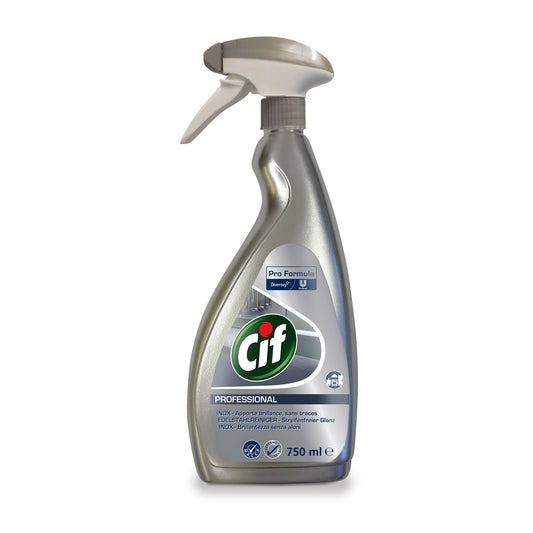 Cif Professional de acero inoxidable y cristal cocina 7518294 con contador limpiador fragancia libre para lebensmittelverarbeitende zonas, 0,75 litros
