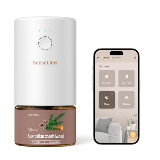 SenseFlow Difusor Aceites Esenciales Difusor de Aromas Smart Wi-Fi SF101S -Ultrasónico Sin Agua, 100 % Vegetal, Aromaterapia120 Días, para Hogar, Hotel y Estudio hasta 100 ㎡ - Sándalo Australiano
