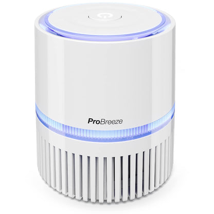 Pro Breeze Purificador de Aire Mini con Auténtico Filtro HEPA e Ionizador - Limpiador de Aire Personal de Escritorio con Luz Nocturna - Para Hogar, Trabajo, Oficinas | USB y Alimentación Principal