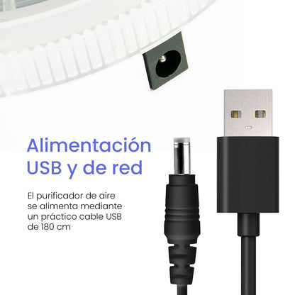 Pro Breeze Purificador de Aire Mini con Auténtico Filtro HEPA e Ionizador - Limpiador de Aire Personal de Escritorio con Luz Nocturna - Para Hogar, Trabajo, Oficinas | USB y Alimentación Principal
