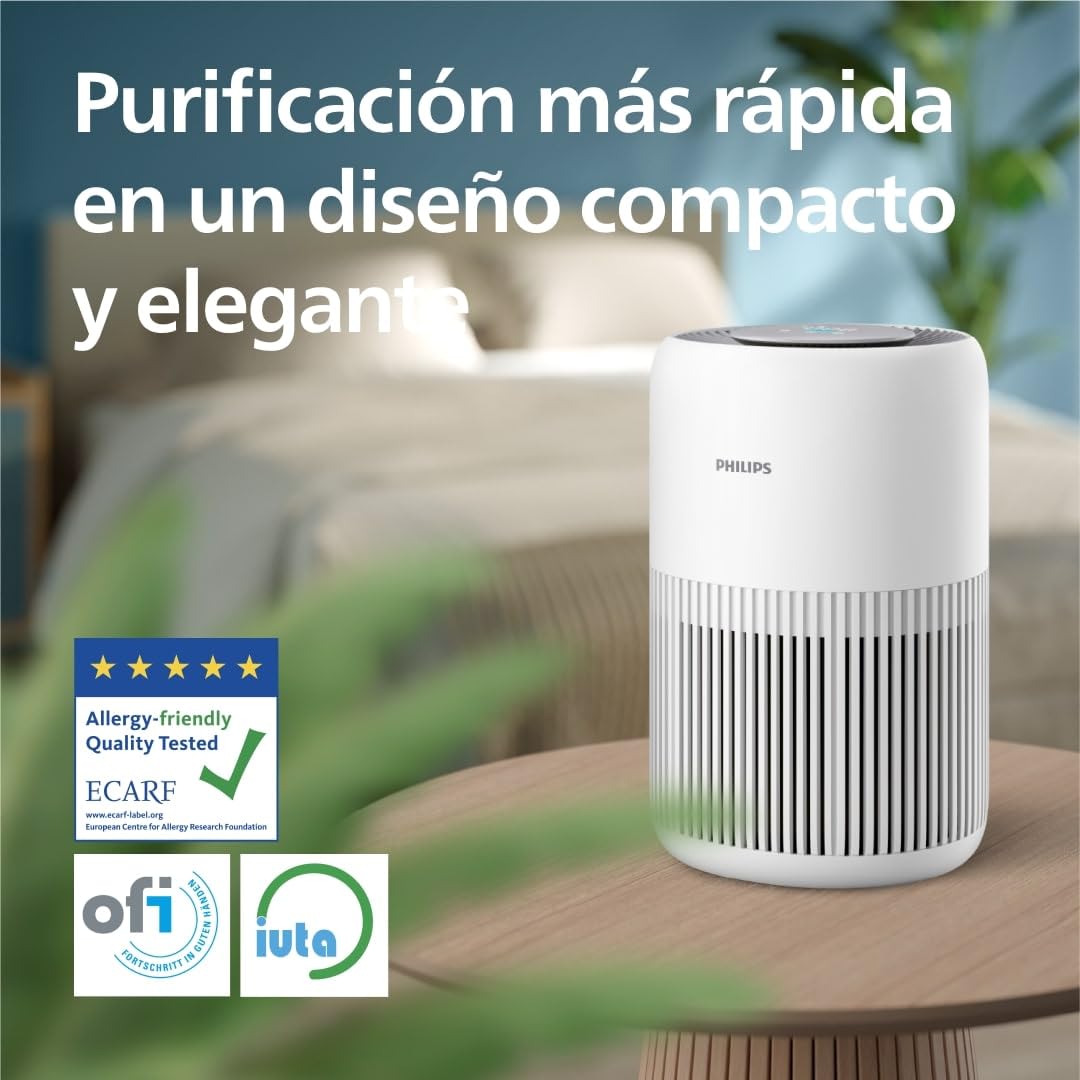 Philips Purificador de aire Serie 900, HEPA NanoProtect + Filtro de carbón activo, CADR 250m³/h para alérgicos de 65m², silencioso, inteligente y de bajo consumo (AC0950/10)