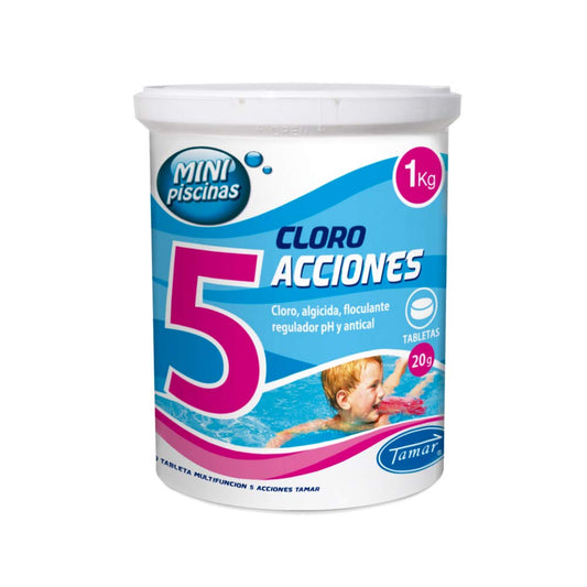 LOLAhome Cloro multifunción de 5 acciones para Mini Piscinas en Formato de Pastillas 1 kg. Incluye 50 tabletas de 20 Gramos.