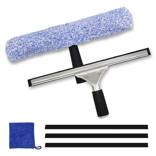 JNBGTU Kit de Limpieza de Ventanas 6 Piezas Limpiacristales Limpiador de Ventanas Profesional Limpiador de Vidrio de Microfibra Multiuso Kit de Limpieza Profesional para Ventana, Coche, Baño