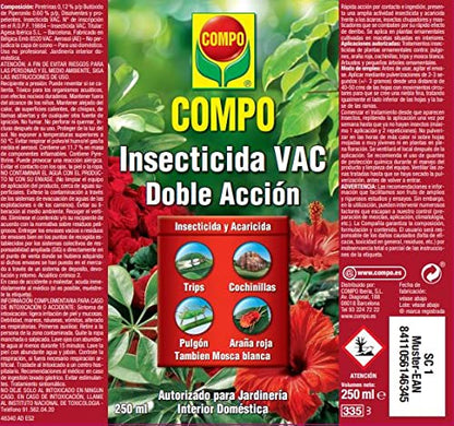 COMPO Aerosol Doble Acción, Insecticida y acaricida, Para jardinería exterior doméstica, 250 ml