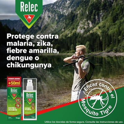 Relec Extra Fuerte Spray Antimosquitos, Repelente de Mosquitos 125ml, Eficaz Contra El Mosquito Tigre, Protección Contra las Picaduras de Mosquitos en Condiciones Extremas y Zonas Tropicales