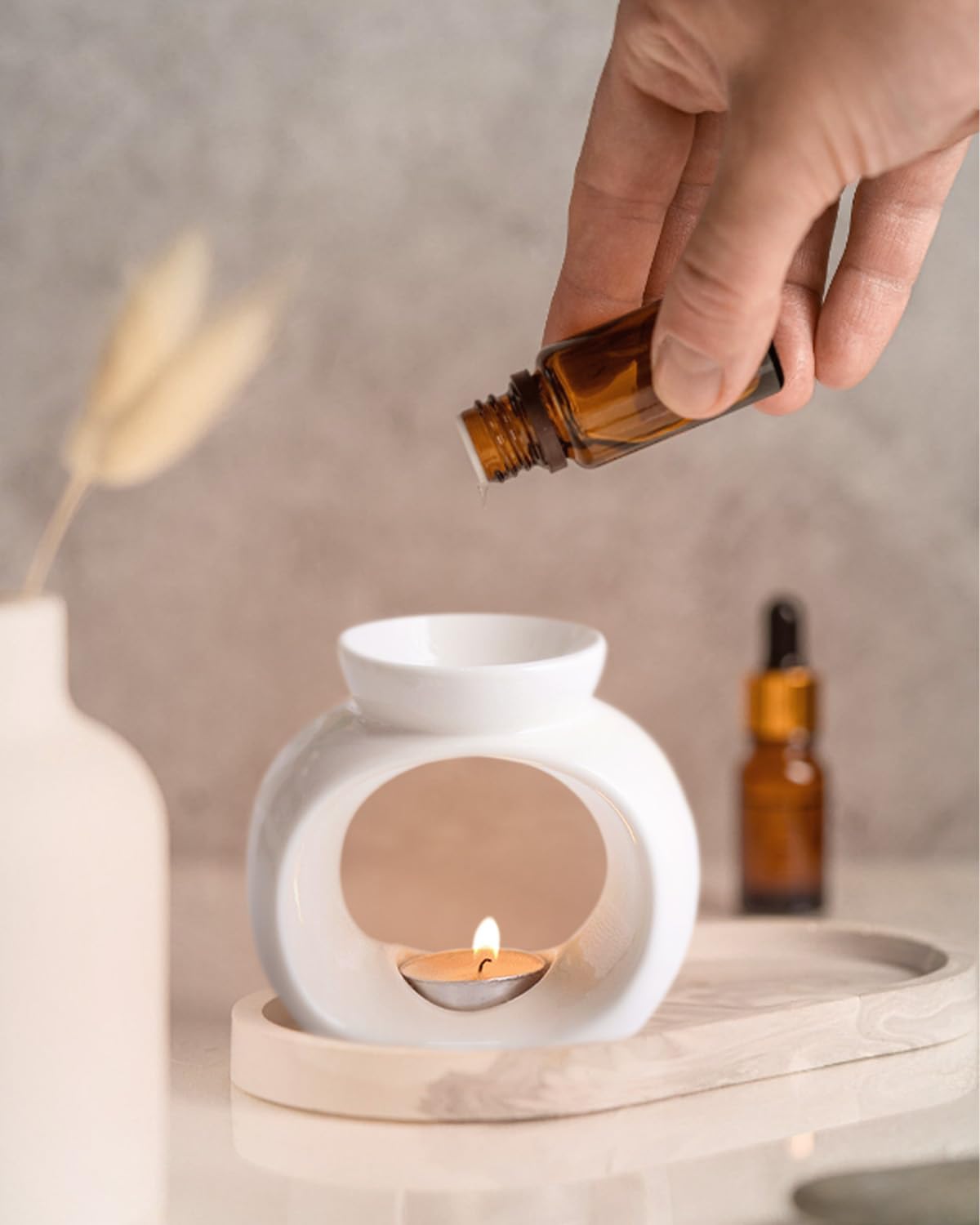 Gwezmxs Quemadores de Aceites Esenciales y Velas, para Ceras Aromáticas, Esencias, Crema Catalana y Azúcar, La Chimenea Quemador de Cera y el Cauldron Colgante para una Experiencia Aromática Única
