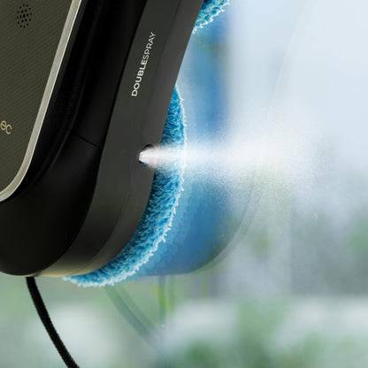 Cecotec Robot Limpiacristales Conga Windroid 1090 Double Spray Connected, 3 en 1; Pulveriza, Limpia y Seca, Doble Spray, App y Mando, 8 Modos, Radio de acción 7,5m, Cuerda de Seguridad, Kit Limpieza
