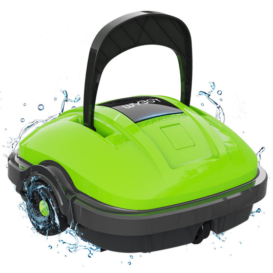 WYBOT Robot Limpiafondos Piscina Electrico sin Cable para Aspirador Piscinas de hasta 50m², Estacionamiento Automático, Robot Limpiafondos Piscina con Motores de Doble Tracción Verde