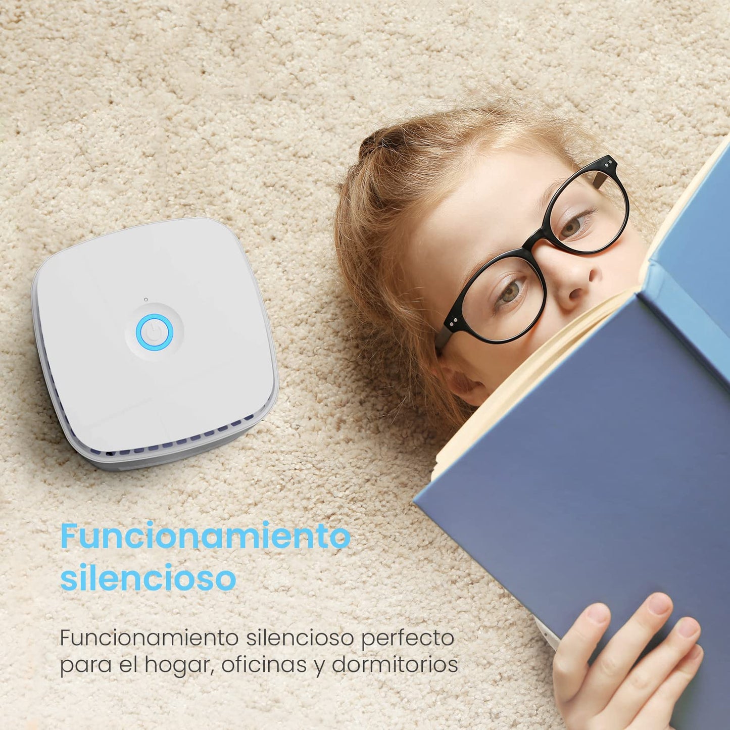 Pro Breeze Purificador de aire 4 in 1 con Prefiltro, Filtro Auténtico HEPA & Filtro de Carbón Activado con Generador de Iones Negativos. Limpiador de Aire Personal de Escritorio para Alergias