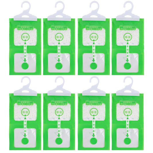 Bolsas Absorbentes de Humedad para Armario, Set 8 Pzas de 100g, Bolsas Deshumidificadores de Aire para Colgar, Anti-Moho Set de Bolsas de Desecantes, Bolsa Secante para Cocina, Baño, Auto