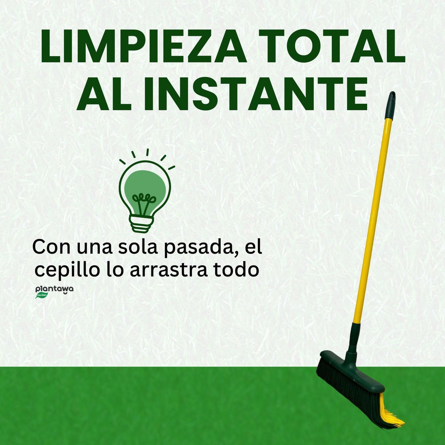 PLANTAWA Pack de Cepillo + Mango Extensible | Cepillo cesped Artificial con Mango Ajustable 0,80/1,40 m | Ideal para Cuidado y Mantenimiento de Césped y Alfombrillas