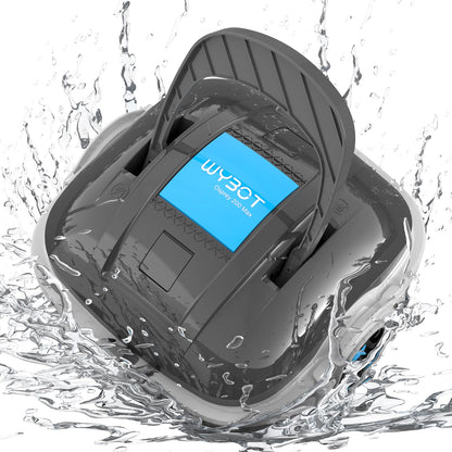 WYBOT Robot Limpiafondos Piscina Electrico, 100 Mins Estacionamiento Automático, Sin Cable Robot Limpiafondos Piscina con Motores de Doble Tracción para Aspirador Piscinas de hasta 80m² Gris Oscuro