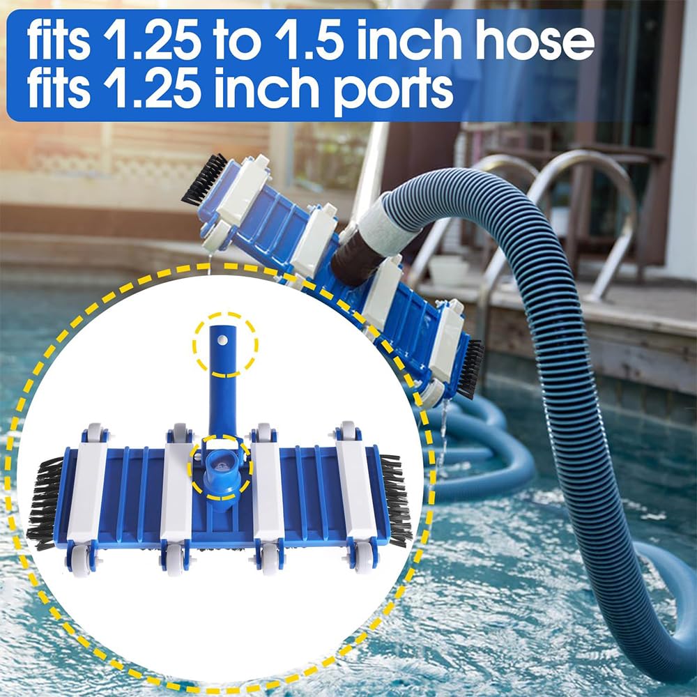 Aspirador Piscina,Kit Limpiafondos Piscina Manual,Limpiafondos Piscina,Lncluye 6 Varillas Reforzadas-Conexión de hasta 2,1 M de Longitud-para Piscinas, Fuente, Hidromasaje