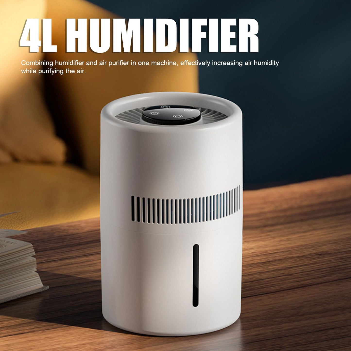 Combo de Purificador de Aire y Humidificador 2 en 1, Purificador de Aire de 5 W con Humidificador, Fácil de Llenar y Limpiar, Limpiador de Aire Silencioso de Escritorio con