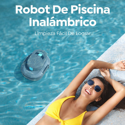 TALOSBO Pleco S1 Robot Piscina, Doble Motor Limpiafondos Piscina Sin Cable, 80 Min de Limpieza, Carga en 2.5h, Autoaparcable, para Piscinas de Fondo Plano