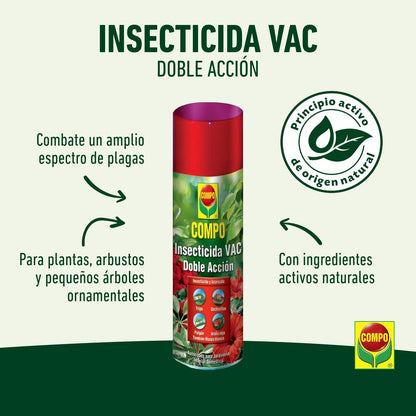 COMPO Aerosol Doble Acción, Insecticida y acaricida, Para jardinería exterior doméstica, 250 ml