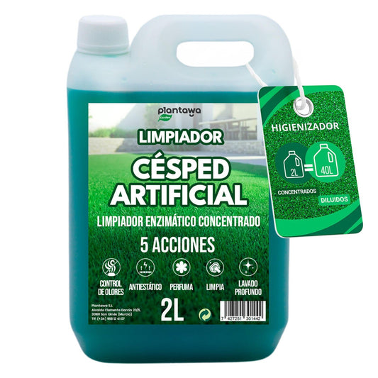 PLANTAWA Limpiador Césped Artificial 2L | Limpia Césped Artificial y Setos | Aroma Fresco y Limpieza Profunda | Multiacción: Control de Olores, Antiestático, Perfume Duradero