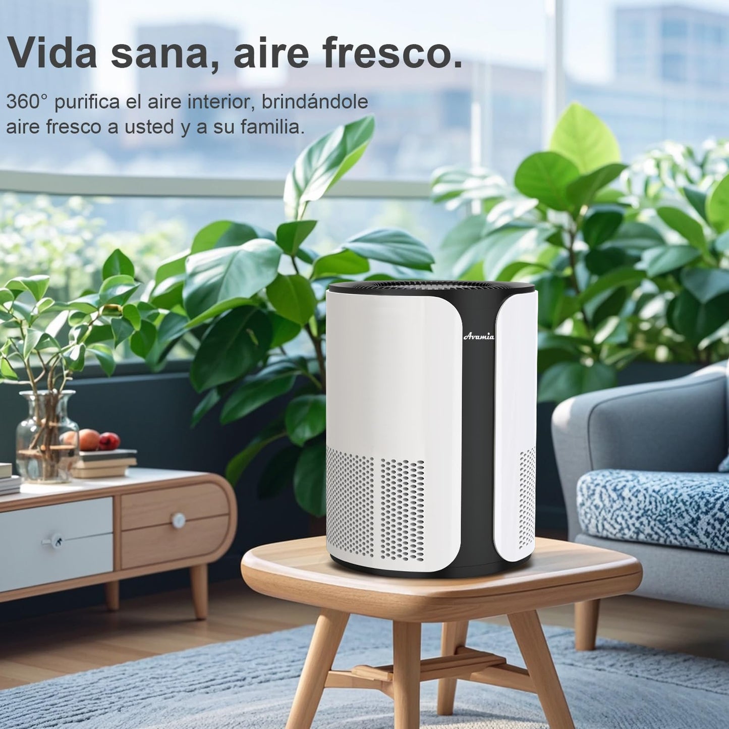 Avamia Purificador de Aire para Habitaciones Grandes de hasta 100 ㎡, Purificador HEPA H14 para Dormitorios y Dueños de Mascotas, Filtro Compacto para Polvo, Humo, Pelos de Mascotas, Caspa y Polen