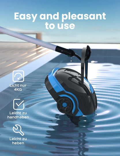 WYBOT Robot Limpiafondos Piscina Electrico sin Cable para Aspirador Piscinas de hasta 50m², Robot Limpiafondos Piscina con Motores de Doble Tracción y Estacionamiento Automático Negro