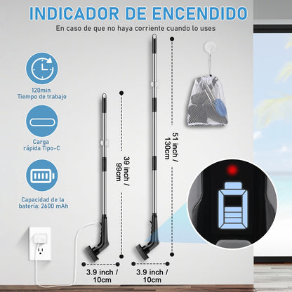 Cepillo de Limpieza EléCtrico Giratorio 14 en 1, [Pantalla de la Batería] [IPX8 Impermeable] Homtronics Cepillo Eléctrico Limpieza Hogar con 9 Cepillo Reemplazables, Pare Baño