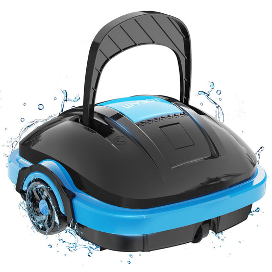WYBOT Robot Limpiafondos Piscina Electrico sin Cable para Aspirador Piscinas de hasta 50m², Robot Limpiafondos Piscina con Motores de Doble Tracción y Estacionamiento Automático Negro