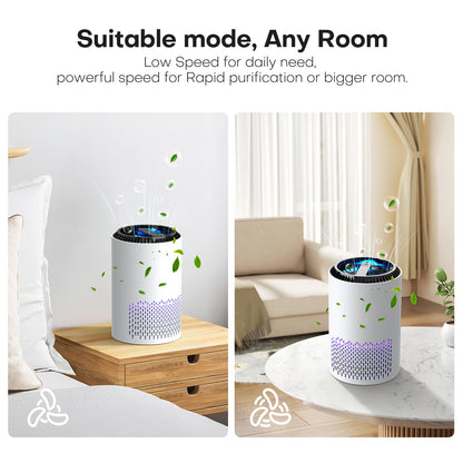 QEXREED Purificador De Aire Para Alergias En Hogar, Filtro HEPA De Alta Eficiencia, 3 Velocidades Y Temporizador, Elimina AléRgenos Y PartíCulas