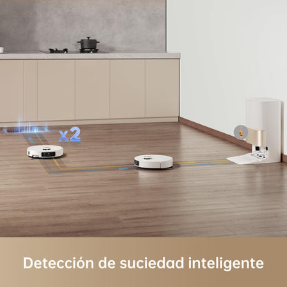 DREAME X40 Ultra Complete Robot Aspirador y Fregasuelos, 12000Pa Succión, Robot Aspirador con Mopa Extraíble y Elevable, 70℃ Mopa Autolimpiable, Cepillo Lateral y Extensible, Detección Suciedad