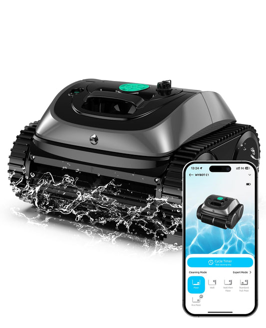 WYBOT C1 Robot Limpiafondos Piscina con Planificación Inteligente de Rutas, Limpieza Automática para Fondo/Paredes/Línea de Agua, Triple Motor Mejorado Que Funciona Durante 150 mins, hasta 150㎡
