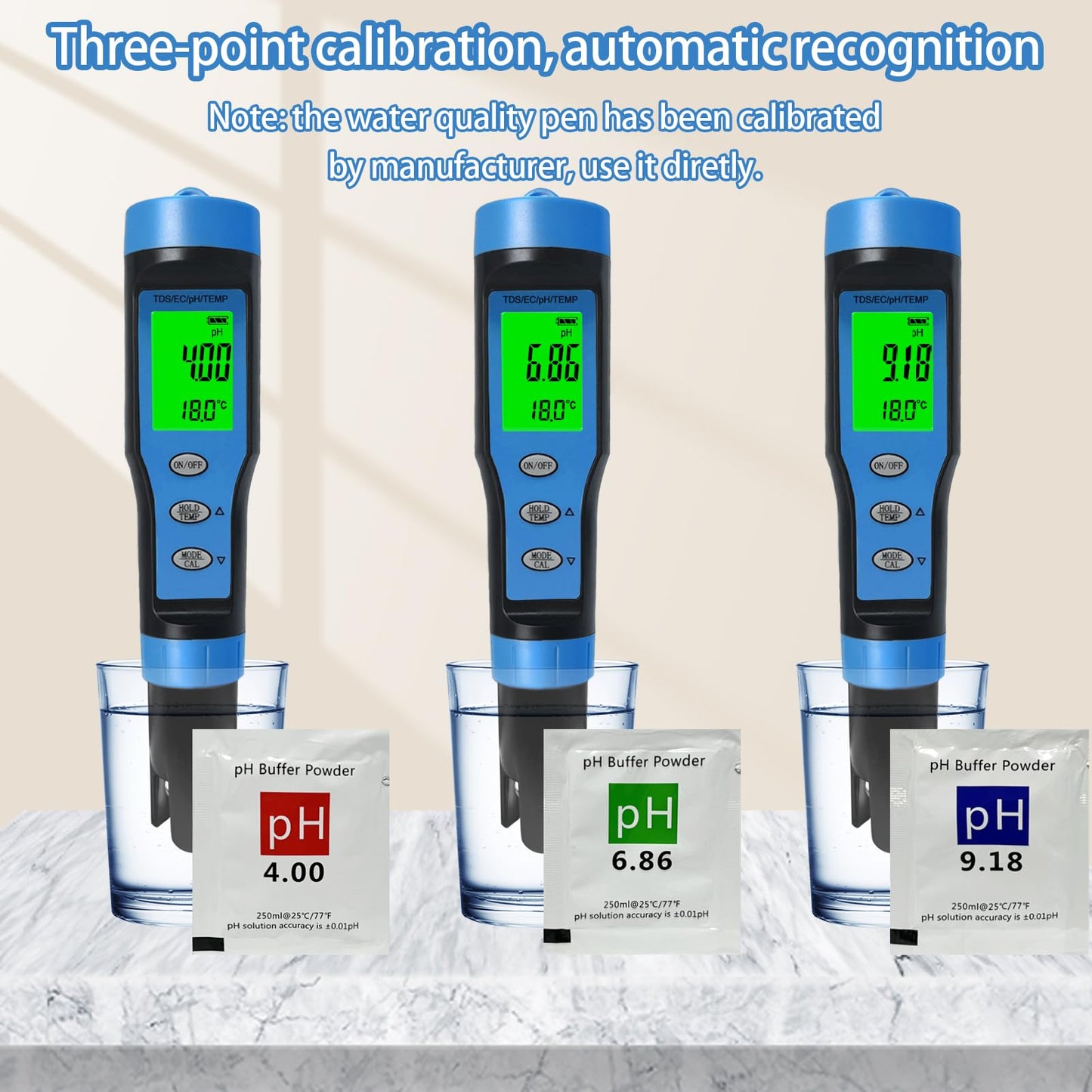 Ueomul Medidor pH Digital 4 EN 1 con TDS EC Temperatura, pH Meter Piscina Alta Precisión 0.01 Resolución, Impermeable IP67 pH Tester Agua con Compensación Automática de Temperatura
