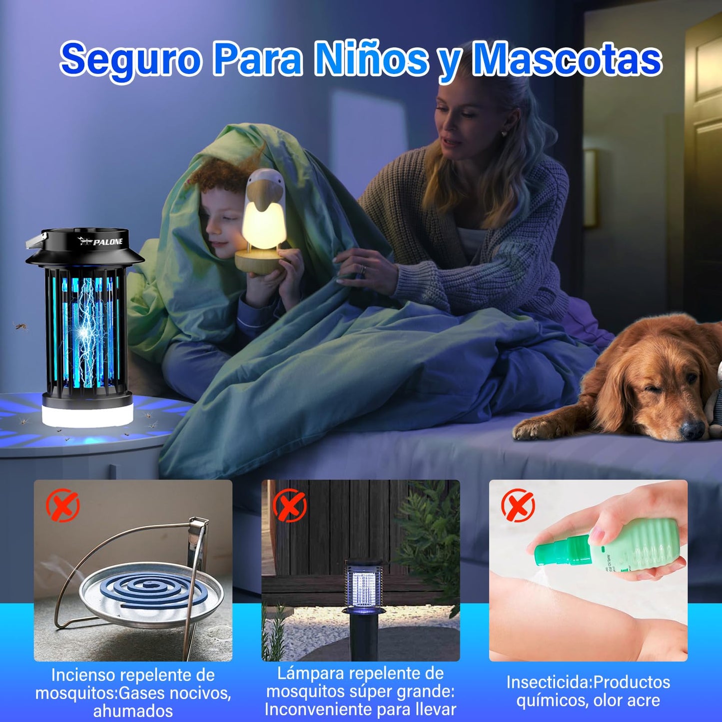 PALONE Lampara Antimosquitos IluminacióN Recargable Atrapa Moscas Atrapa Mosquitos USB LED Potente, Adecuado para Dormitorio, JardíN, Camping, Interior y Exterior.