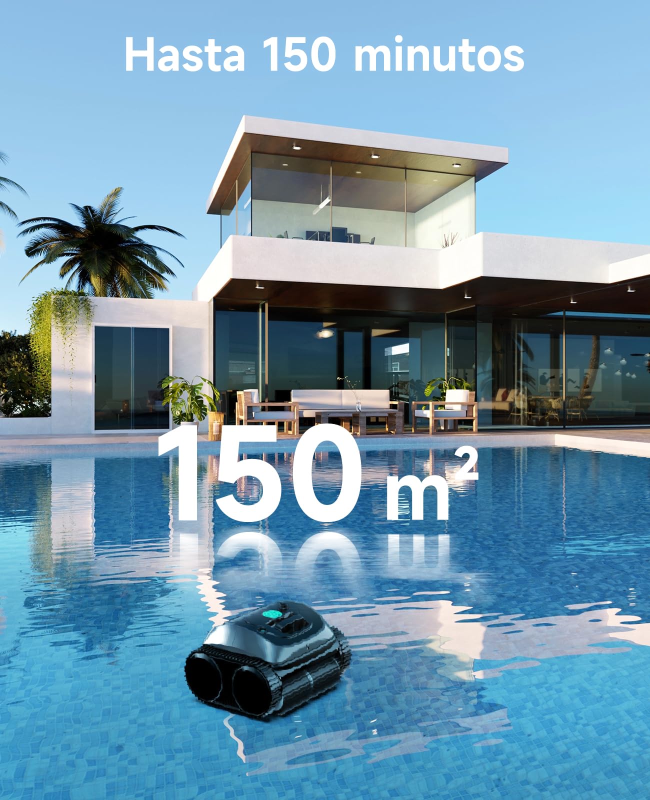 WYBOT C1 Robot Limpiafondos Piscina con Planificación Inteligente de Rutas, Limpieza Automática para Fondo/Paredes/Línea de Agua, Triple Motor Mejorado Que Funciona Durante 150 mins, hasta 150㎡