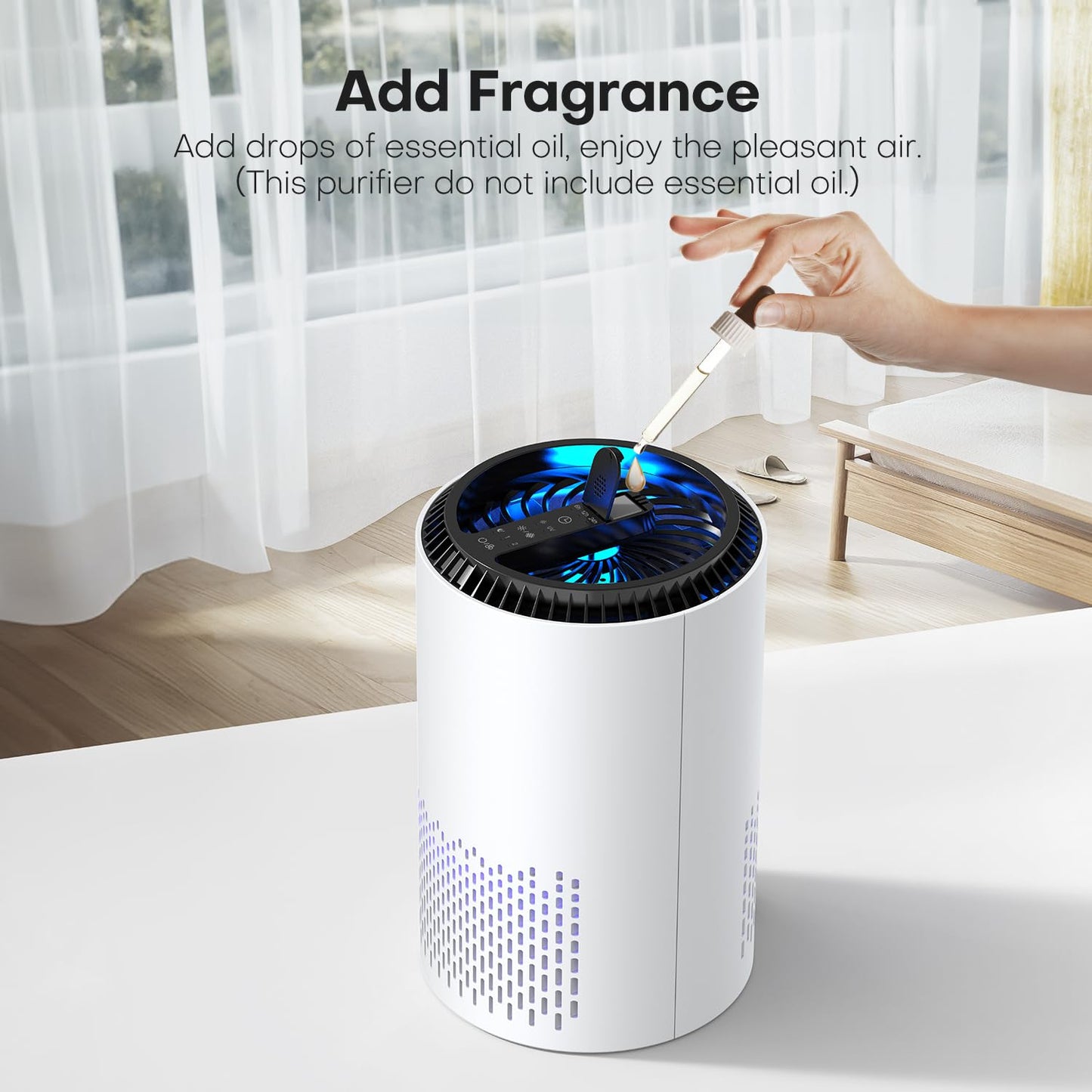 QEXREED Purificador De Aire Para Alergias En Hogar, Filtro HEPA De Alta Eficiencia, 3 Velocidades Y Temporizador, Elimina AléRgenos Y PartíCulas
